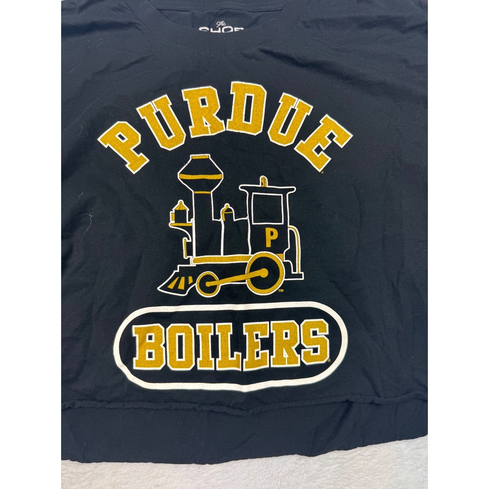 The Shop Purdue Boilers Cropped Graphic Tee Black 2XL Raw Hem NCAA Shirt - Picture 2 of 6